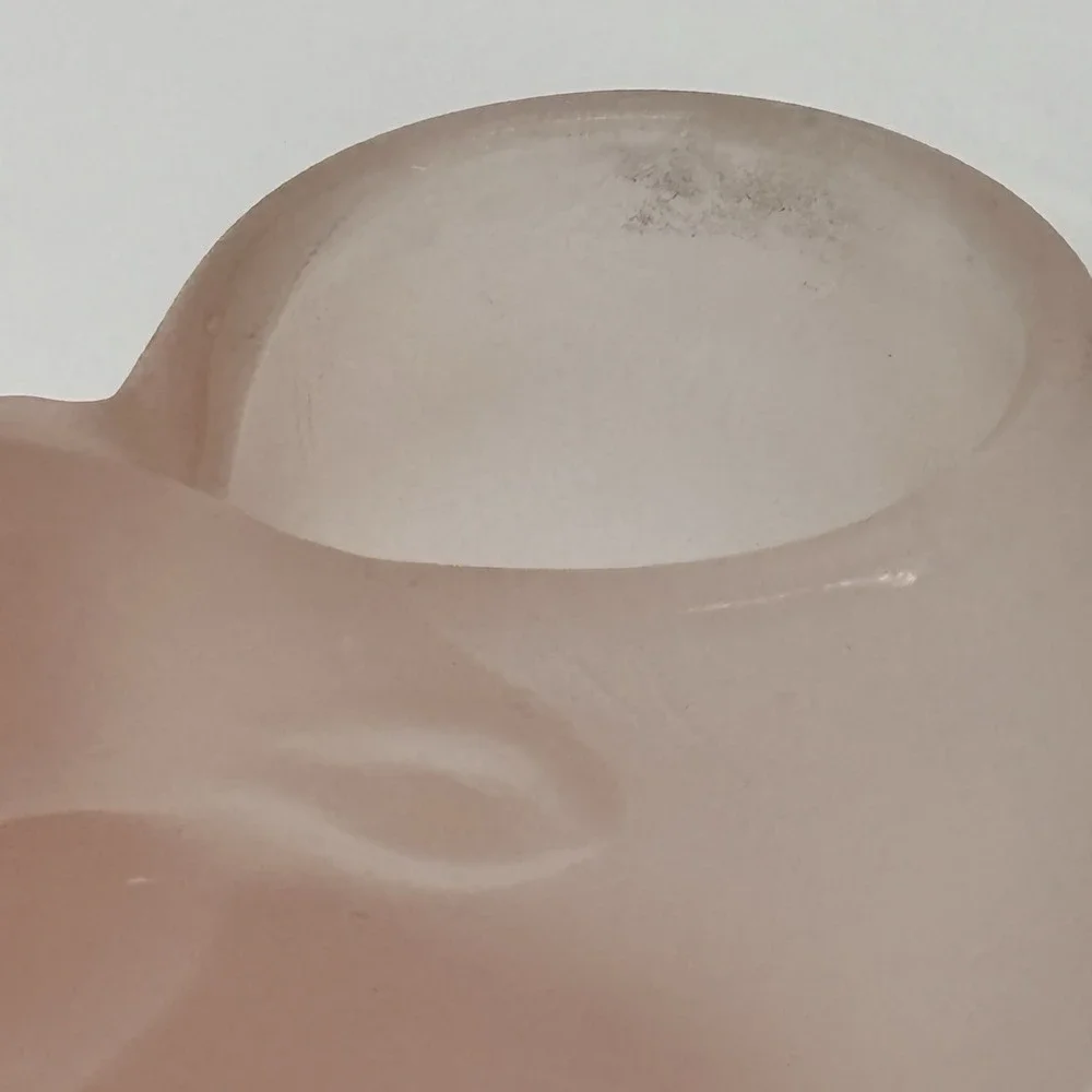 2 Vintage Indiana Glass Bunny Rabbit Votive‎ Candle Holder Pink Satin & Clear